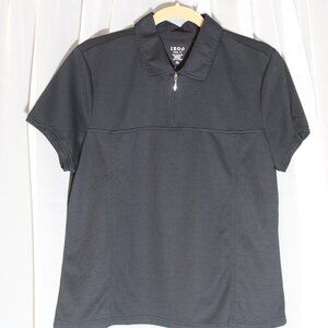IZOD Ladies Black Zip Collar Polo Shirt Golf Extra Large